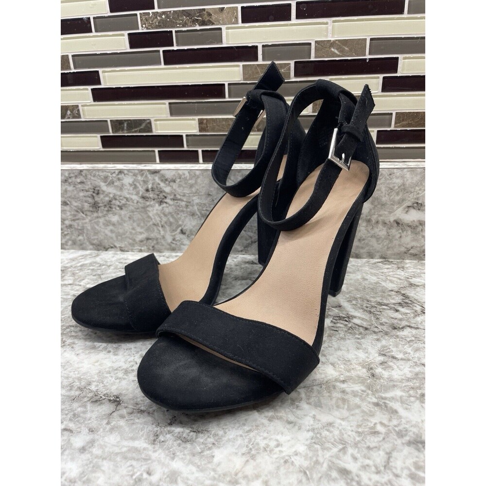 TORRID 2 Strap Tapered Heel Sandal in Black suede size 9.5 WW wide